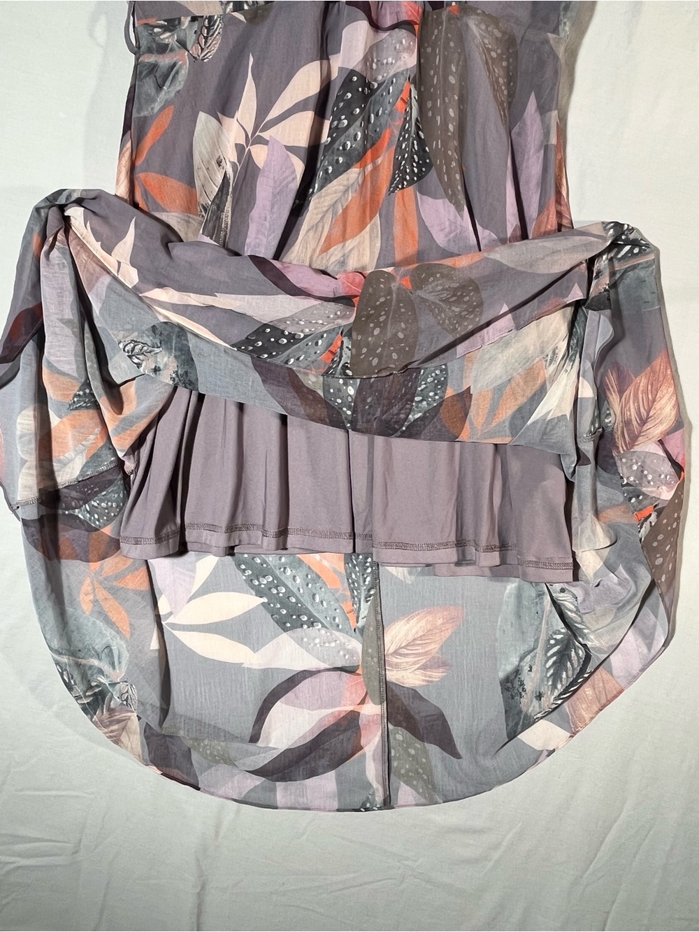 City Chic Flowy Lavender and Coral Leaf-Print Midi Dress -Size 16 - Picture 3 of 8